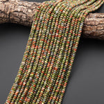 Faceted Natural Unakite 4mm Thin Rondelle Beads Gemstone 15" Strand