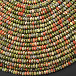 Faceted Natural Unakite 4mm Thin Rondelle Beads Gemstone 15" Strand