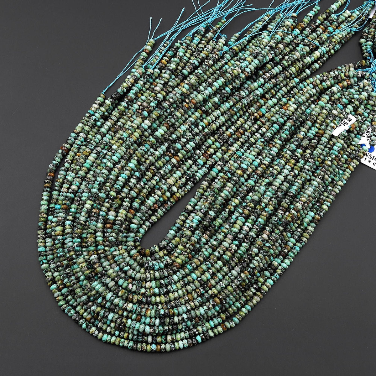 Natural African Turquoise Faceted 4mm Thin Rondelle Beads 15