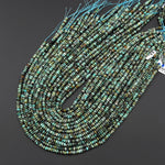 Natural African Turquoise Faceted 4mm Thin Rondelle Beads 15" Strand