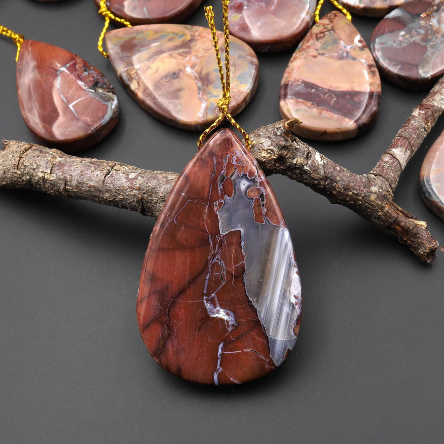 Natural Butterfly Jasper from Mexico Side Drilled Teardrop Pendant A2