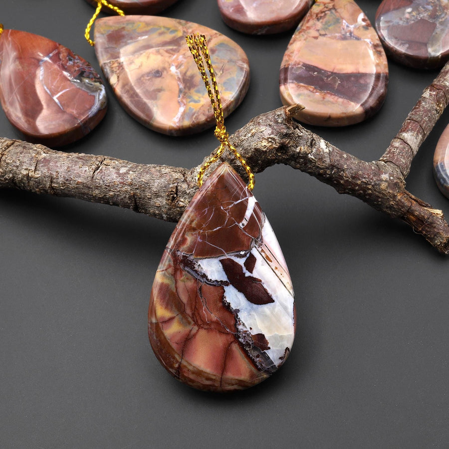 Natural Butterfly Jasper from Mexico Side Drilled Teardrop Pendant A3