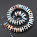 Natural Multicolor Aquamarine Matte Thick Rondelle Wheel 18mm Beads Center Drilled 15.5" Strand