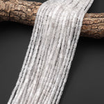 Natural Rock Crystal Quartz Smooth Barrel Tube Beads 4x6mm 15.5" Strand