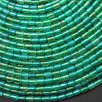 Emerald Green Agate Smooth Barrel Tube Beads 4x6mm 15.5" Strand