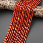 Natural Carnelian Smooth Barrel Tube Beads 4x6mm 15.5" Strand