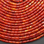Natural Carnelian Smooth Barrel Tube Beads 4x6mm 15.5" Strand
