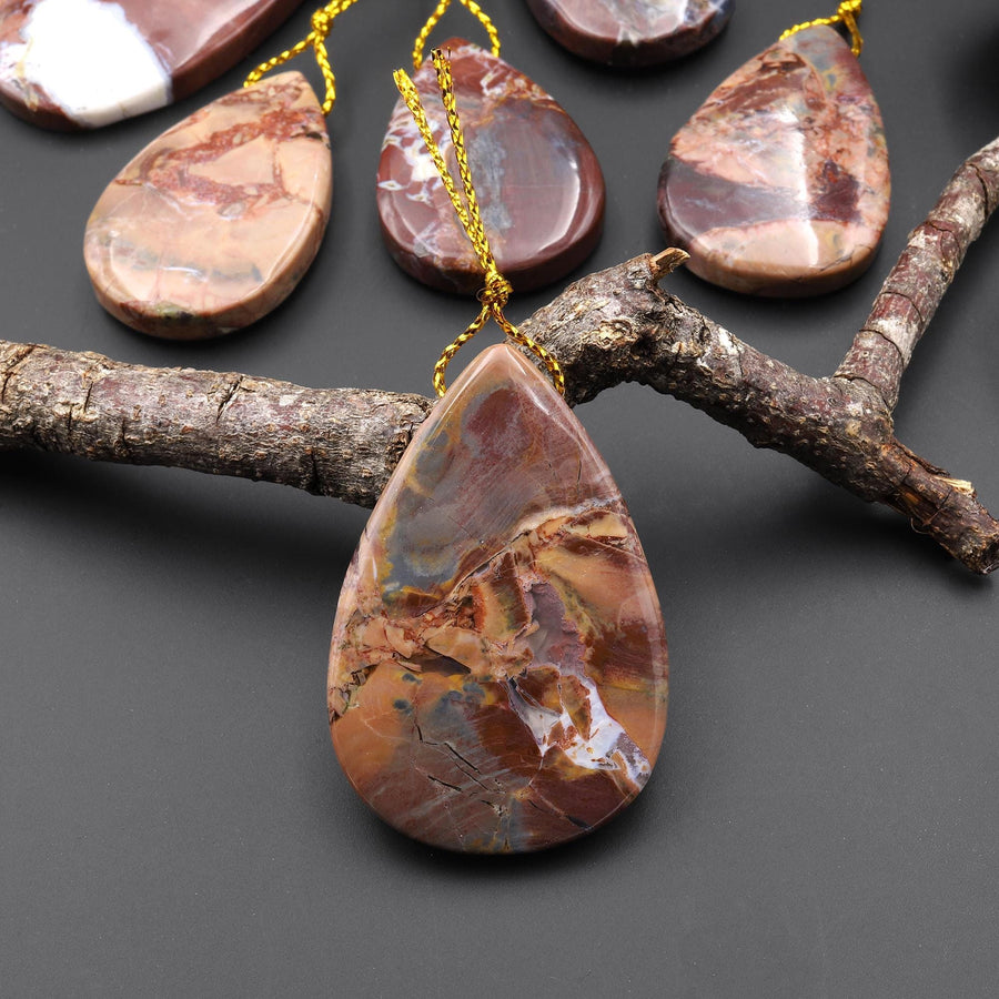 Natural Butterfly Jasper from Mexico Side Drilled Teardrop Pendant A6