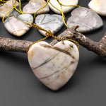 Natural American Picasso Jasper Heart Shaped Pendant Side Drilled Gemstone