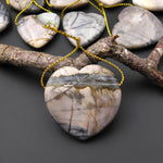 Natural American Picasso Jasper Heart Shaped Pendant Side Drilled Gemstone