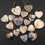 Natural American Picasso Jasper Heart Shaped Pendant Side Drilled Gemstone