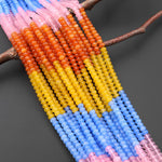 Multicolor 6mm Smooth Rondelle Beads Colored Yellow Blue Pink Orange Jade 15.5" Strand