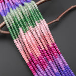 Multicolor 6mm Smooth Rondelle Beads Pink Purple Green Fuchsia Berry Colored Jade 15.5" Strand