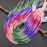 Multicolor 6mm Smooth Rondelle Beads Pink Purple Green Fuchsia Berry Colored Jade 15.5" Strand