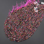Genuine Natural Pink Green Blue Yellow Tourmaline 3mm Smooth Round Gemstone Beads 15.5" Strand