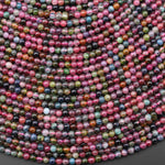 Genuine Natural Pink Green Blue Yellow Tourmaline 3mm Smooth Round Gemstone Beads 15.5" Strand
