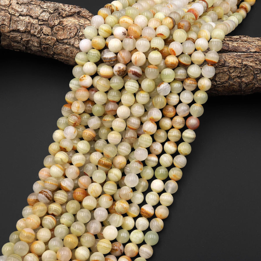 AAA Natural Brown Yellow Green Calcite Round Beads Aka Afghanistan Jade 6mm 8mm 15.5" Strand