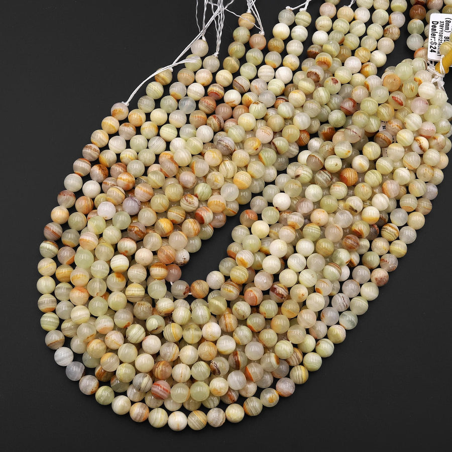 AAA Natural Brown Yellow Green Calcite Round Beads Aka Afghanistan Jade 6mm 8mm 15.5" Strand