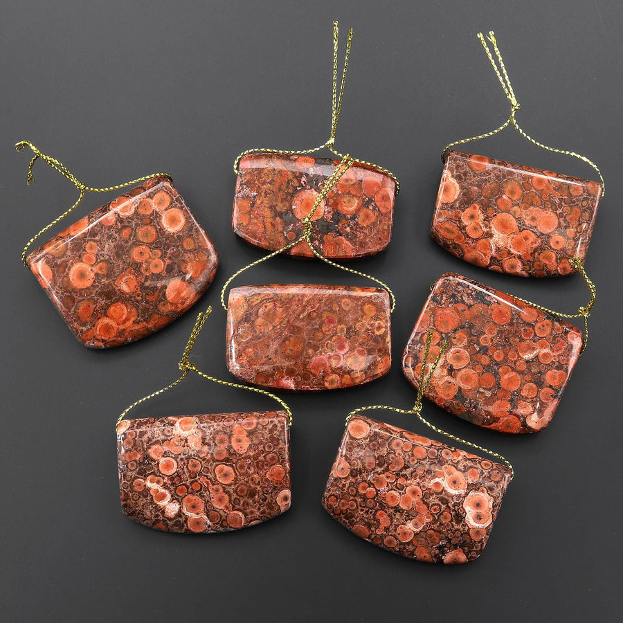 Natural Desert Rose Jasper Rectangle Saddle Locket Shaped Pendant Side Drilled Gemstone