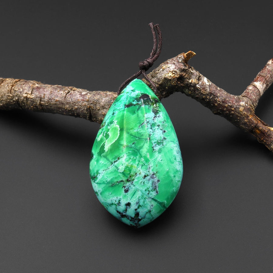 Natural Nevada Apple Green Variscite Marquise Leaf Pendant Gemstone PDT0725