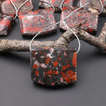 Natural Red Brecciated Blood Jasper Rectangle Saddle Locket Pendant Side Drilled