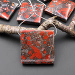 Natural Red Brecciated Blood Jasper Square Pendant Side Drilled