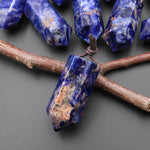 AAA Natural Blue Sodalite Faceted Hexagonal Crystal Point Pendant