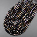 Mystic Rainbow Bronze Black Titanium Agate 6mm 8mm 10mm Round Beads 15.5" Strand