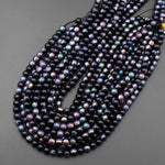 Mystic Rainbow Black Titanium Agate 6mm 8mm 10mm Round Beads 15.5" Strand
