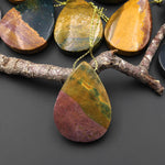 Natural Ocean Jasper Teardrop Pendant Top Side Drilled Gemstone