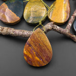 Natural Ocean Jasper Teardrop Pendant Top Side Drilled Gemstone
