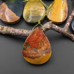 Natural Ocean Jasper Teardrop Pendant Top Side Drilled Gemstone
