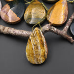 Natural Ocean Jasper Teardrop Pendant Top Side Drilled Gemstone