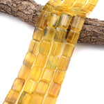 Natural Honey Yellow Fluorite Rectangle Tile Beads 15.5" Strand