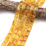 Natural Honey Golden Fluorite Rectangle Tile Beads 15.5" Strand