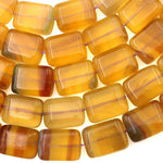 Natural Honey Golden Fluorite Rectangle Tile Beads 15.5" Strand