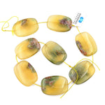 Rare Bicolor Natural Rainbow Fluorite Rectangle Focal Beads Yellow Green Gemstone 15.5" Strand