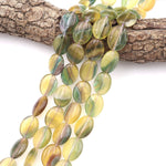 Rare Bicolor Natural Golden Yellow Green Fluorite Smooth Oval Beads 15x20mm Gemstone 15.5" Strand