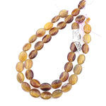 Rare Bicolor Natural Honey Amber Mauve Fluorite Smooth Oval Beads Gemstone 15.5" Strand