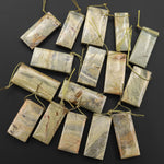 Natural Green Mist Jasper Rectangle Pendant Top Side Drilled Focal Bead