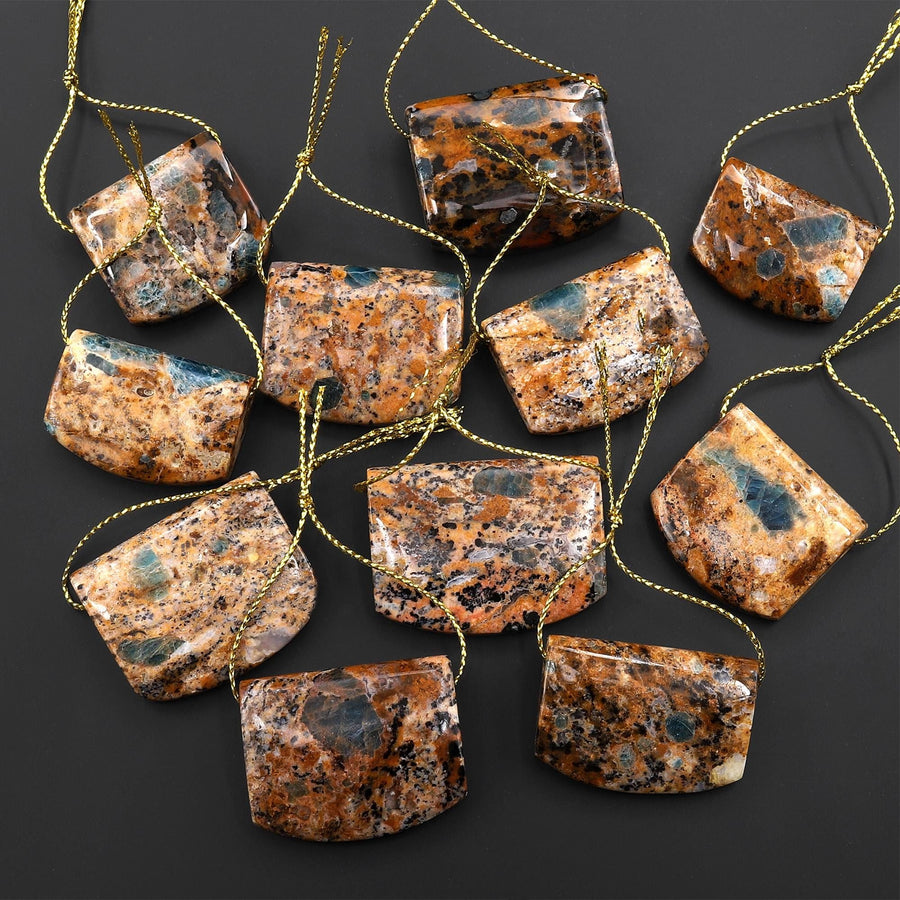 Rare Natural Apatite in Brown Opal Rectangle Saddle Locket Pendant