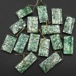 Natural Green Tree Agate Pendant Side Drilled Rectangle Gemstone