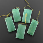 Natural Green Aventurine Side Drilled Rectangle Pendant Healing Crystal