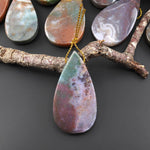 Natural Indian Rainbow Agate Teardrop Pendant Top Side Drilled Gemstone Focal Bead