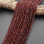 AAA Rare Natural Malaya Garnet Faceted 4mm 5mm Round Beads 15.5" Strand