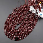 AAA Rare Natural Malaya Garnet Faceted 4mm 5mm Round Beads 15.5" Strand