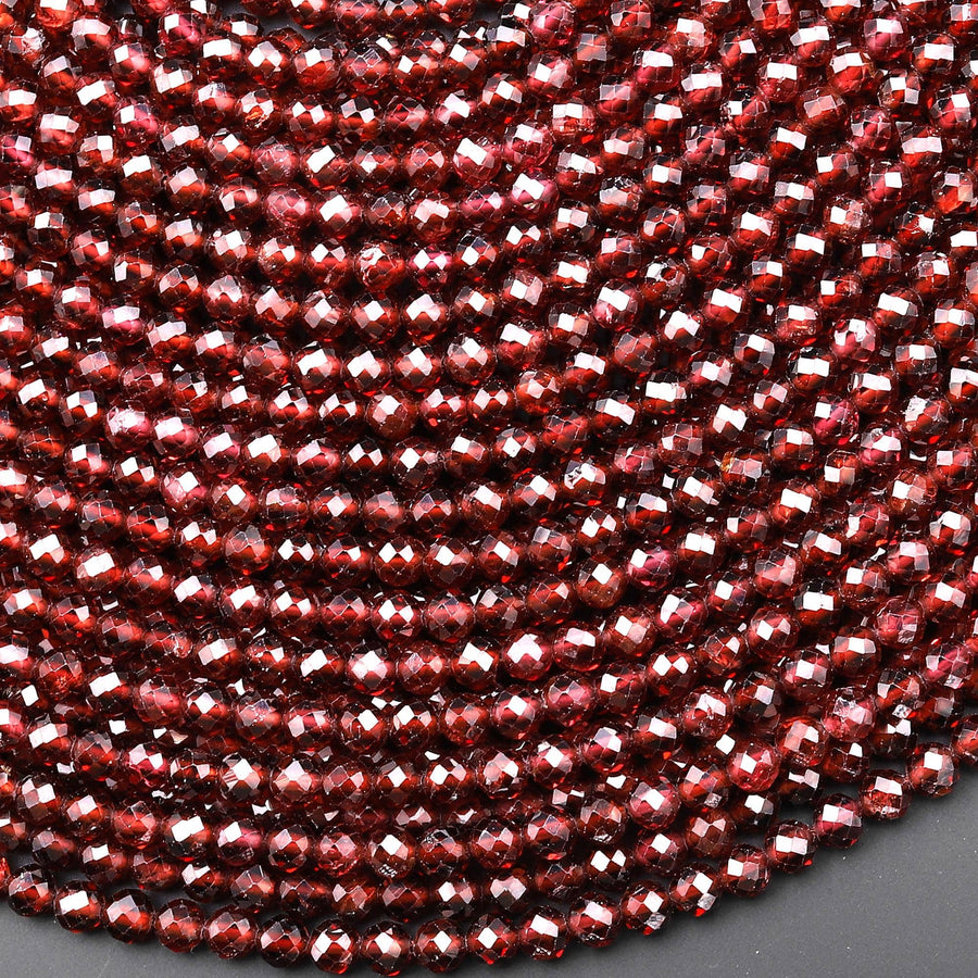 AAA Rare Natural Malaya Garnet Faceted 4mm 5mm Round Beads 15.5" Strand