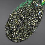 Natural Paraiba Green Tourmaline Faceted 4mm Round Beads Diamond Cut Gemstone 15.5" Strand