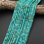 AAA Genuine Natural Blue Green Turquoise 4x4mm Smooth Cylinder Tube Beads 15.5" Strand