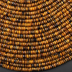 AAA Faceted Natural Golden Brown Tiger's Eye 4mm Thin Rondelle Beads 15.5" Strand